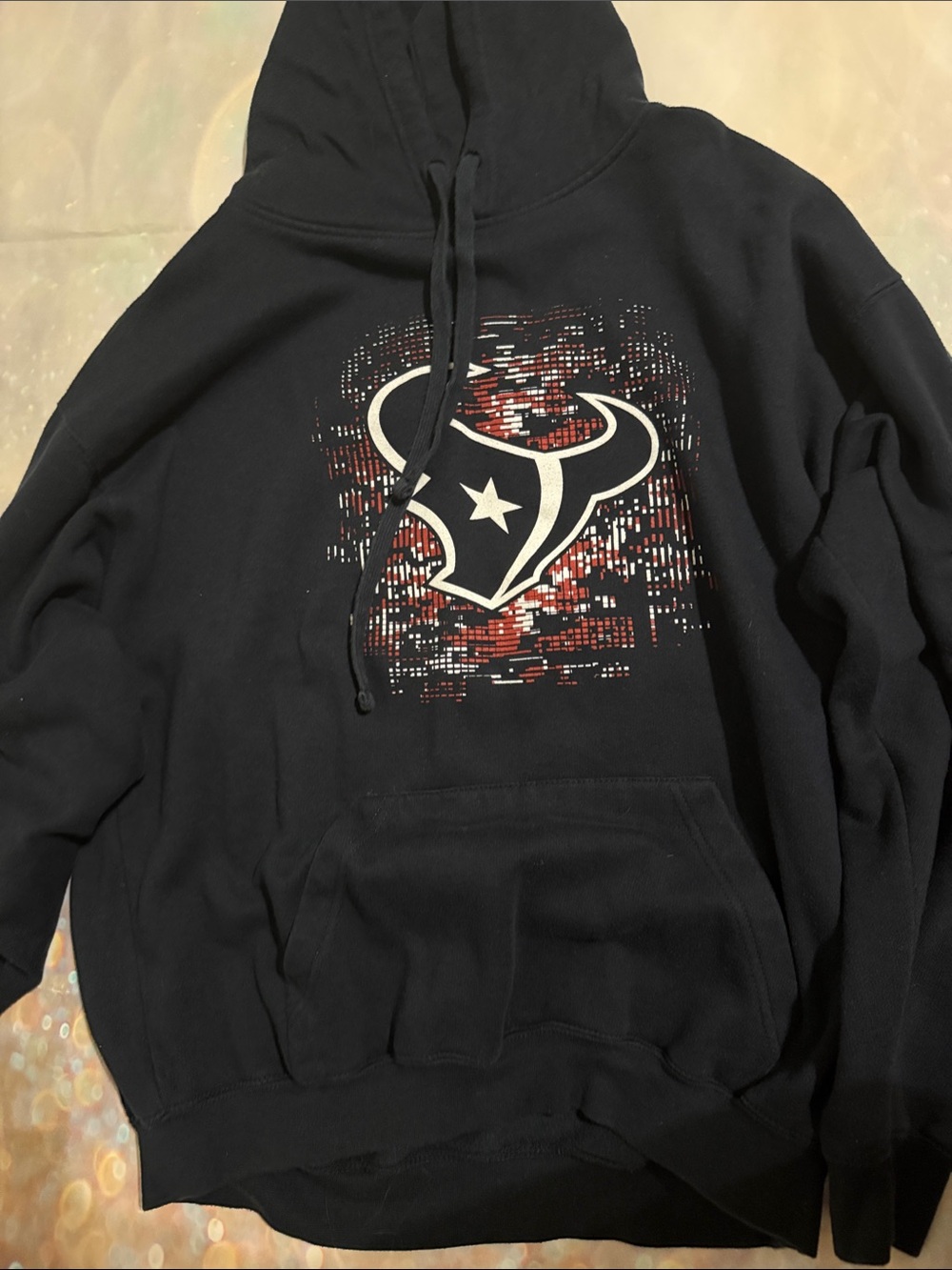 Women’s navy Crewneck Hoodie with Houston Texans Logo size large